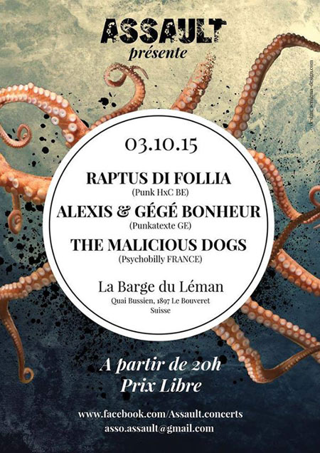 Alexis & Gégé Bonheur + The Malicious Dogs à la Barge du Léman le 03 octobre 2015 à Port-Valais (CH)