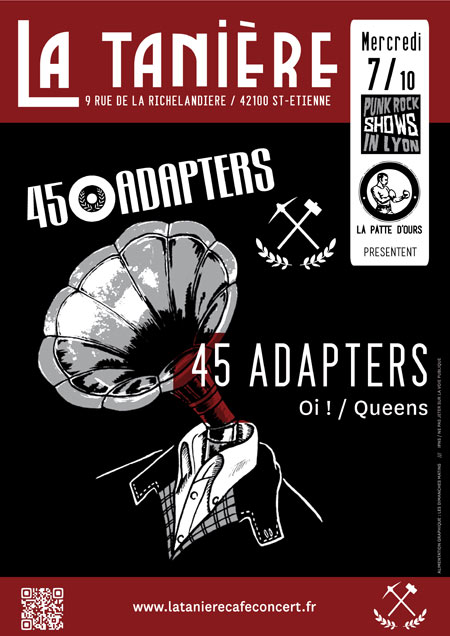 45 Adapters @ La Tanière / DATE UNIQUE EN FRANCE le 07 octobre 2015 à Saint-Etienne (42)