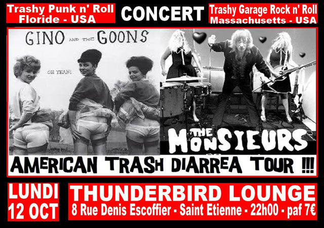 GINO & THE GOONS + THE MONSIEURS au Thunderbird Lounge le 12 octobre 2015 à Saint-Etienne (42)