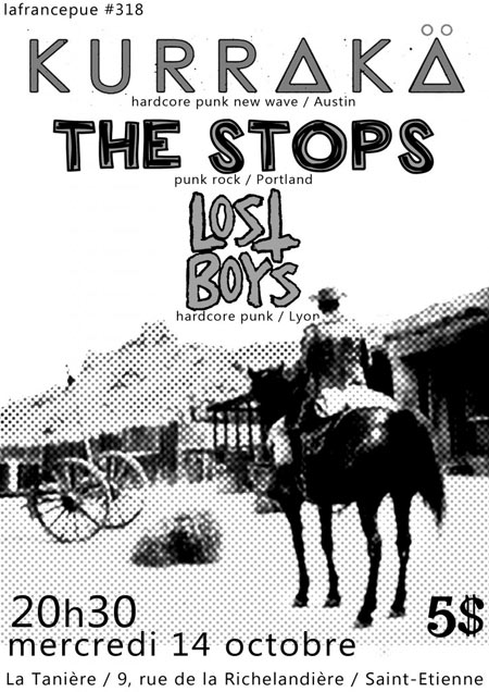 Concert : KURRAKA + THE STOPS + LOST BOYS à la Tanière le 14 octobre 2015 à Saint-Etienne (42)