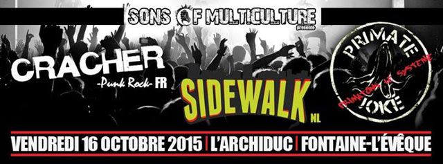 Sidewalk + Cracher + Primate Joke + Mazonit à l'Archiduc le 16 octobre 2015 à Fontaine-l'Evêque (BE)