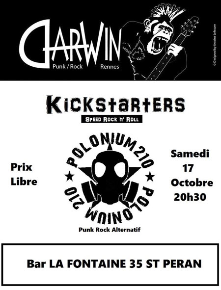 Darwin + Kickstarters + Polonium 210 à la Fontaine le 17 octobre 2015 à Saint-Péran (35)