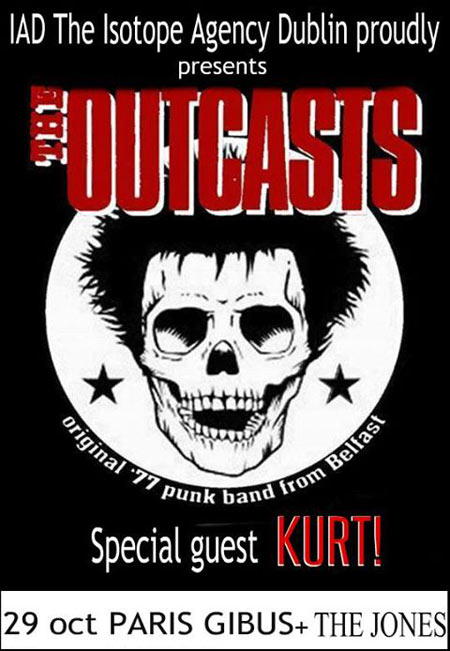 The Outcasts + Kurt + The Jones au Gibus Café le 29 octobre 2015 à Paris (75)