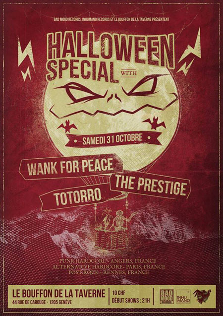 Wank For Peace + The Prestige + Totorro au Bouffon de la Taverne le 31 octobre 2015 à Genève (CH)