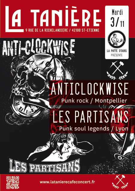 Anticlockwise + Les Partisans @ La Tanière le 03 novembre 2015 à Saint-Etienne (42)