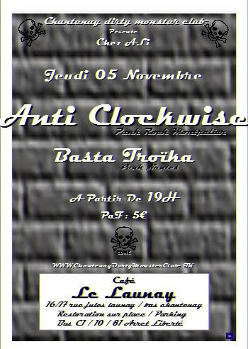 ANTI CLOCKWISE + BASTA TROIKA en concert au bar Le Launay le 05 novembre 2015 à Nantes (44)