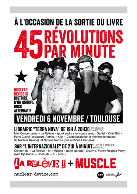 Concert pour la sortie du livre '45 Révolutions Par Minute' le 06 novembre 2015 à Toulouse (31)