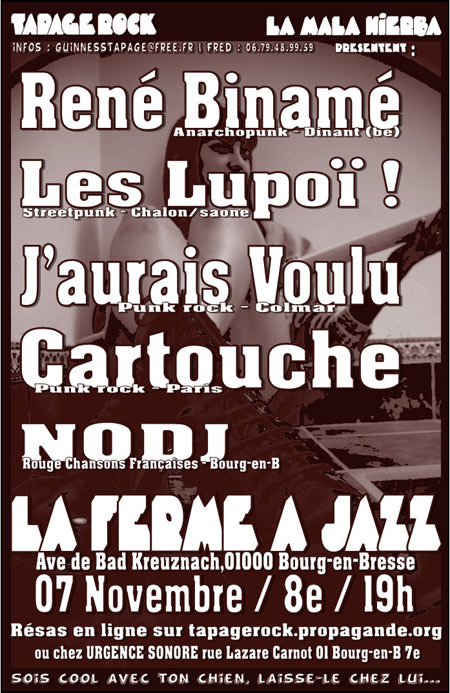 Concert Punk in Bresse à la Ferme à Jazz le 07 novembre 2015 à Bourg-en-Bresse (01)