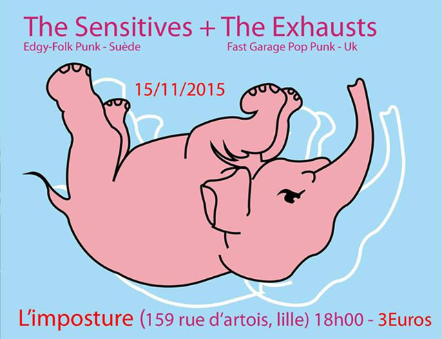 The Sensitives + The Exhausts à l'Imposture le 15 novembre 2015 à Lille (59)