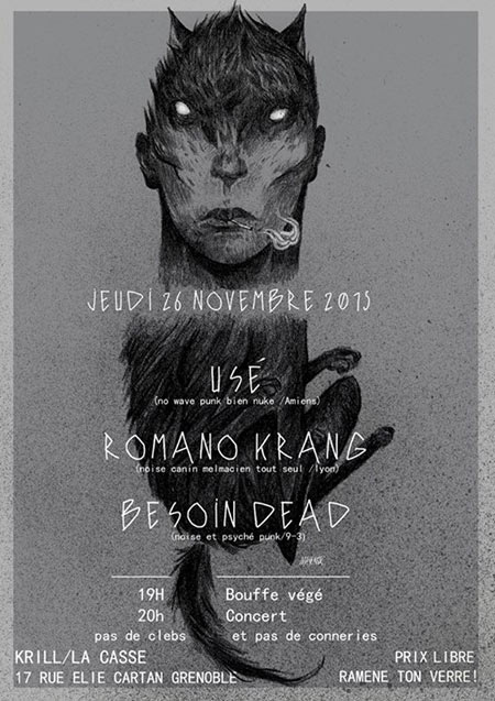 Usé + Romano Krang + Besoin Dead à la Casse le 26 novembre 2015 à Grenoble (38)