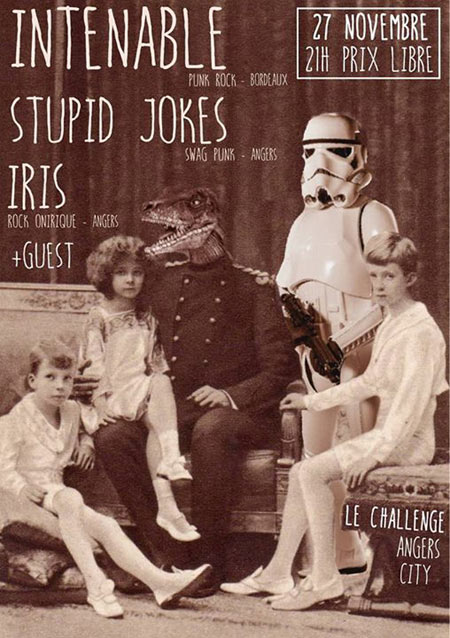 Intenable + Stupid Jokes + Iris au bar Le Challenge le 27 novembre 2015 à Angers (49)