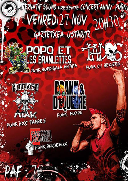Concert anniv' Punk au gaztetxe le 27 novembre 2015 à Ustaritz (64)