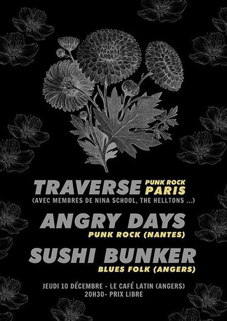 Traverse + Angry Days + Sushi Bunker au Café Latin le 10 décembre 2015 à Angers (49)