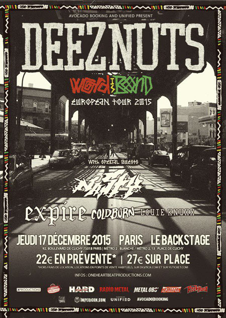 Deez Nuts +Nasty +Expire +Coldburn +Louie Knuxx au O'Sullivan le 17 décembre 2015 à Paris (75)