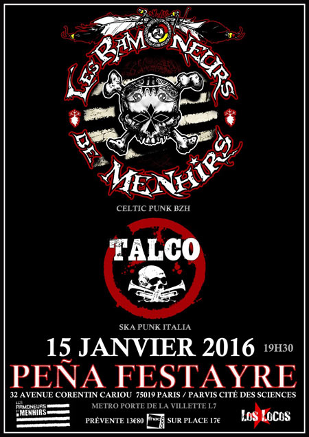 LES RAMONEURS DE MENHIRS + TALCO le 15 janvier 2016 à Paris (75)