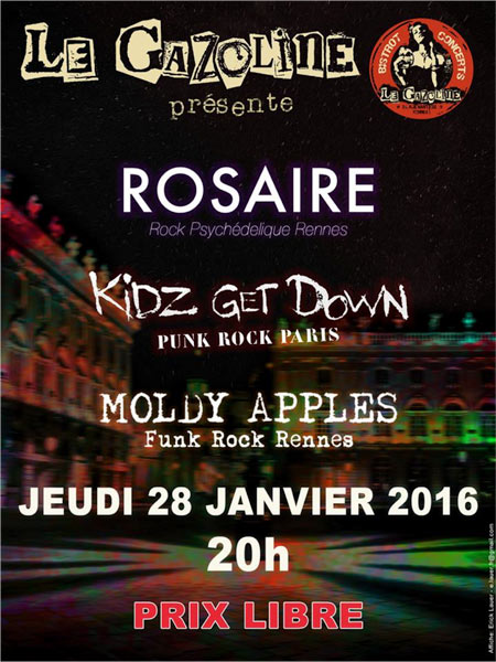 Kidz Get Down + Rosaire + Moldy Apples le 28 janvier 2016 à Rennes (35)
