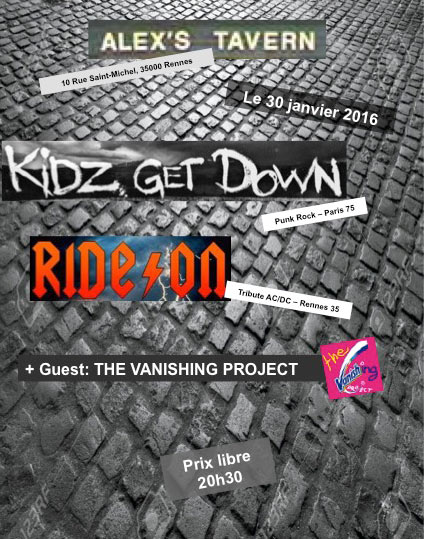 Kidz Get Down + The Vanishing Project + Guest le 30 janvier 2016 à Rennes (35)