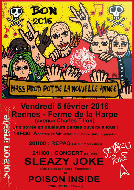 Pot de nouvelle année de Mass Prod à la Ferme de la Harpe le 05 février 2016 à Rennes (35)
