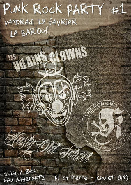 Les Vilains Clowns + The Konbinis + Nasty Old School au Bar'Ouf le 19 février 2016 à Cholet (49)