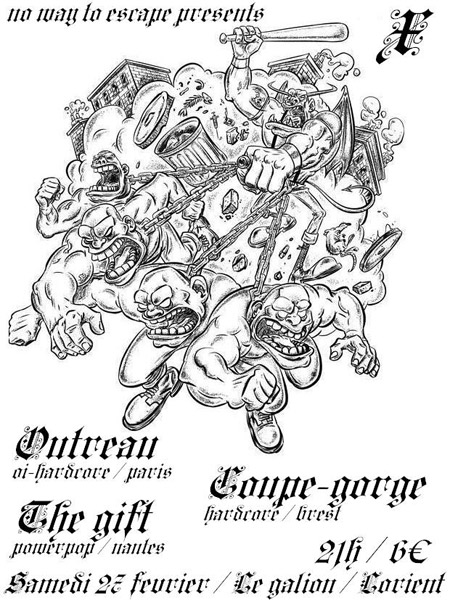 Outreau + Coupe-Gorge + The Gift au Galion le 27 février 2016 à Lorient (56)