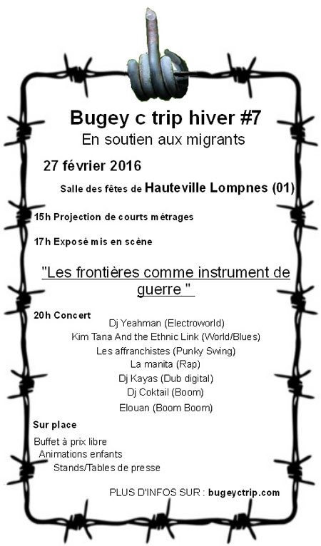 Bugey C Trip en soutien aux migrants le 27 février 2016 à Hauteville-Lompnes (01)