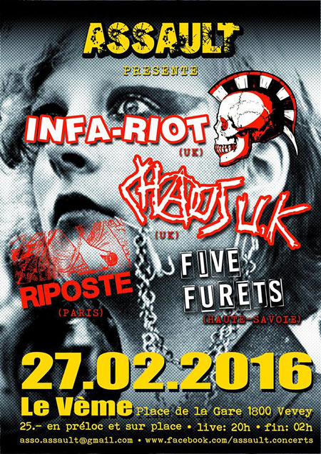 Chaos UK + Infa Riot + Riposte + Five Furets au Vème le 27 février 2016 à Vevey (CH)