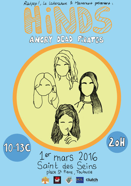HINDS + ANGRY DEAD PIRATES le 01 mars 2016 à Toulouse (31)