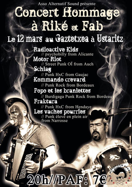 Concert hommage a Riké et Fab au Gaztetxea le 12 mars 2016 à Ustaritz (64)