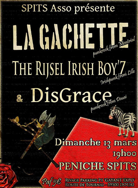 La Gâchette + The Rijsel Irish Boy'z + Disgrâce le 13 mars 2016 à Douai (59)