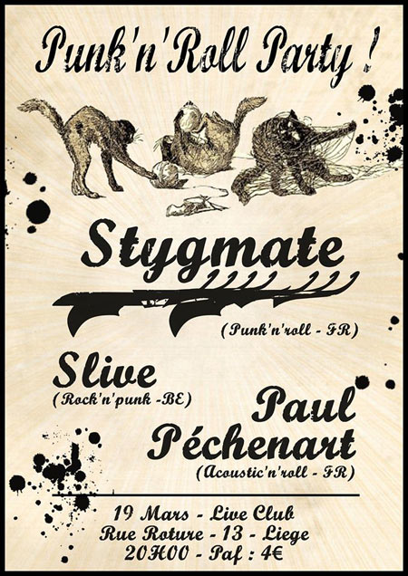 Stygmate + Slive + Paul Péchenart au Live Club le 19 mars 2016 à Liège (BE)