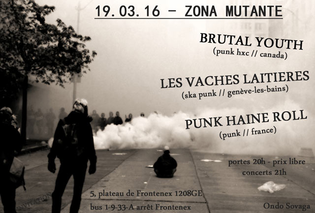 Concert Punk à la ZONA MUTANTE le 19 mars 2016 à Genève (CH)