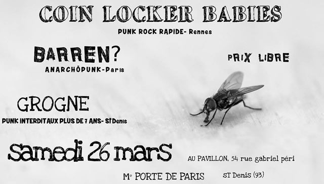 Coin Locker Babies + Barren? + Grogne au Pavillon le 26 mars 2016 à Saint-Denis (93)