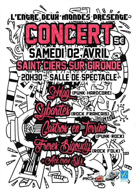 Schlag+Sybarites+Gastros en Terrine+Freres Bigoudy+ACK Crew le 02 avril 2016 à Saint-Ciers-sur-Gironde (33)