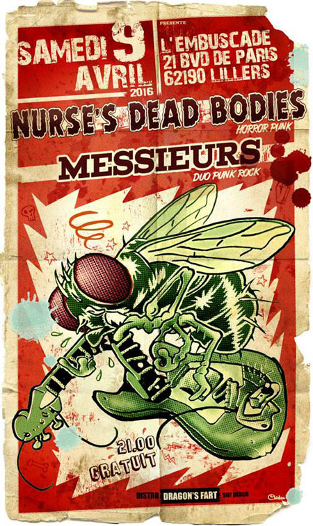 Nurse's Dead Bodies + Messieurs à l'Embuscade le 09 avril 2016 à Lillers (62)