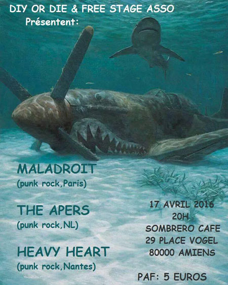 The Apers + Maladroit + Heavy Heart au Sombrero Café le 17 avril 2016 à Amiens (80)