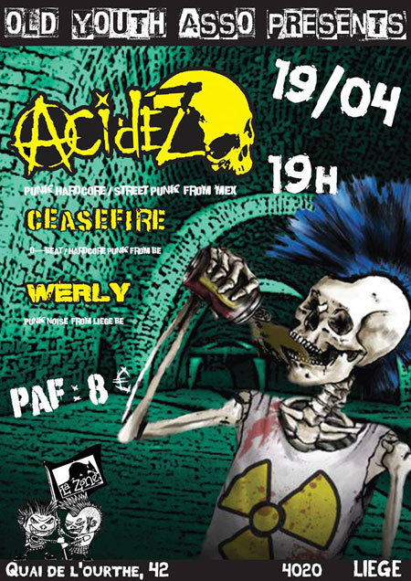 Acidez + CeaseFire + Werly à la Zone le 19 avril 2016 à Liège (BE)