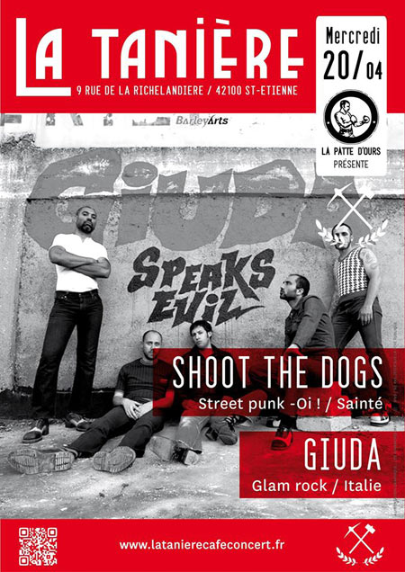 Giuda + Shoot The Dogs à la Tanière le 20 avril 2016 à Saint-Etienne (42)