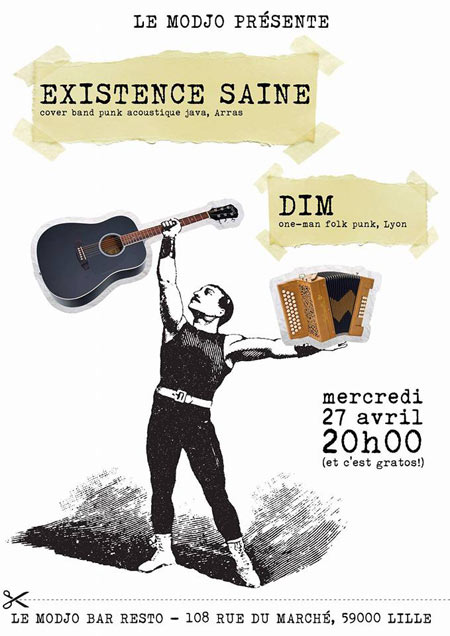 DIM (one-man folk-punk, Lyon) + Existence Saine (punk java) le 27 avril 2016 à Lille (59)