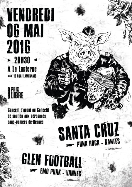 Santa Cruz (Punk Hardcore) + Glen Football (Punk Rock) le 06 mai 2016 à Rennes (35)
