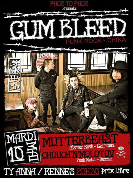 Gum Bleed + Mutterbeast + Chouch'n'Molotov au Ty Anna le 10 mai 2016 à Rennes (35)