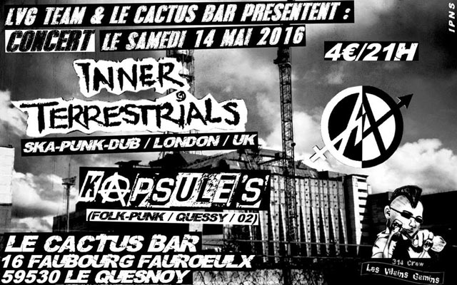 Inner Terrestrials + Kapsule's au Cactus Bar le 14 mai 2016 à Le Quesnoy (59)