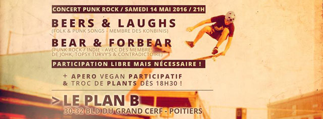 Beers & Laughs + Bear & Forbear au Plan B le 14 mai 2016 à Poitiers (86)
