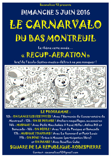 Carnaval du Bas Montreuil le 05 juin 2016 à Montreuil (93)