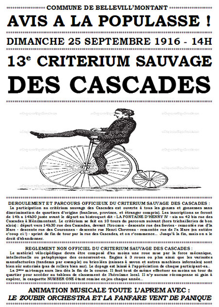 13E CRITÉRIUM SAUVAGE DES CASCADES le 25 septembre 2016 à Paris (75)