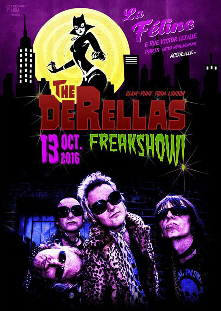 THE DERELLAS (Punk'N Roll/Glam - UK) à la Féline le 13 octobre 2016 à Paris (75)