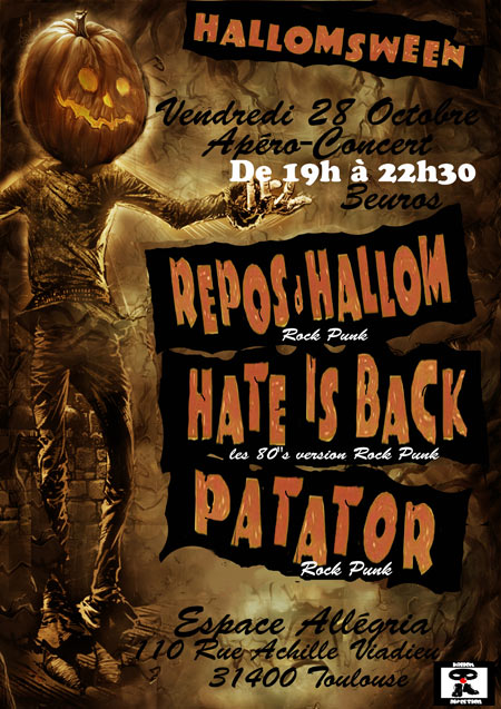 Repos d'Hallom + Patator + Hate is Back le 28 octobre 2016 à Toulouse (31)