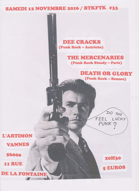 DeeCracks + The Mercenaries + Death Or Glory à l'Artimon le 12 novembre 2016 à Vannes (56)