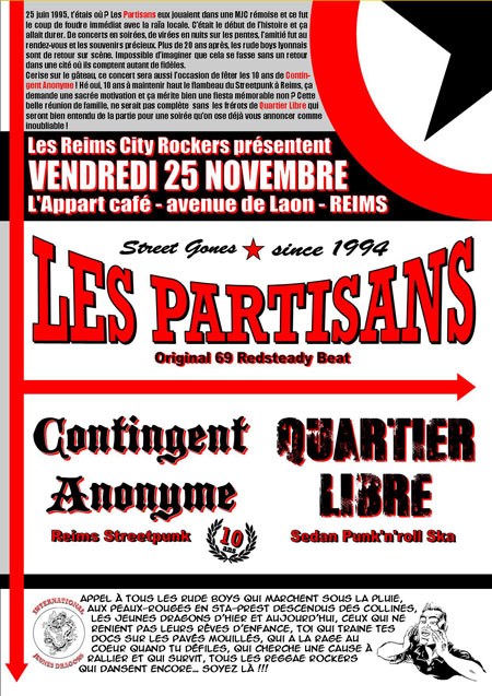 Les Partisans/Contingent Anonyme/Quartier Libre à l'Appart Café le 25 novembre 2016 à Reims (51)