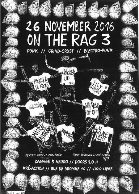 On the RAG 3 Female fronted+mixed gig - crust/grind/punk/electro le 26 novembre 2016 à Liège (BE)