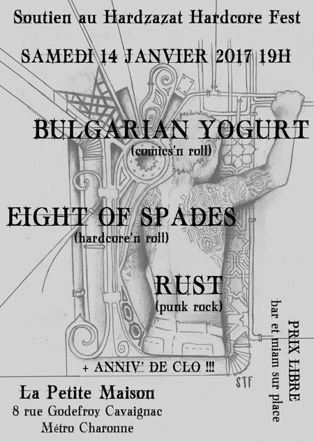 Bulgarian Yogurt / Eight of Spades / Rust soutiennent Hardzazat le 14 janvier 2017 à Paris (75)